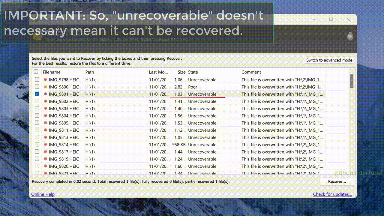 Animated walkthrough of Recuva recovery steps